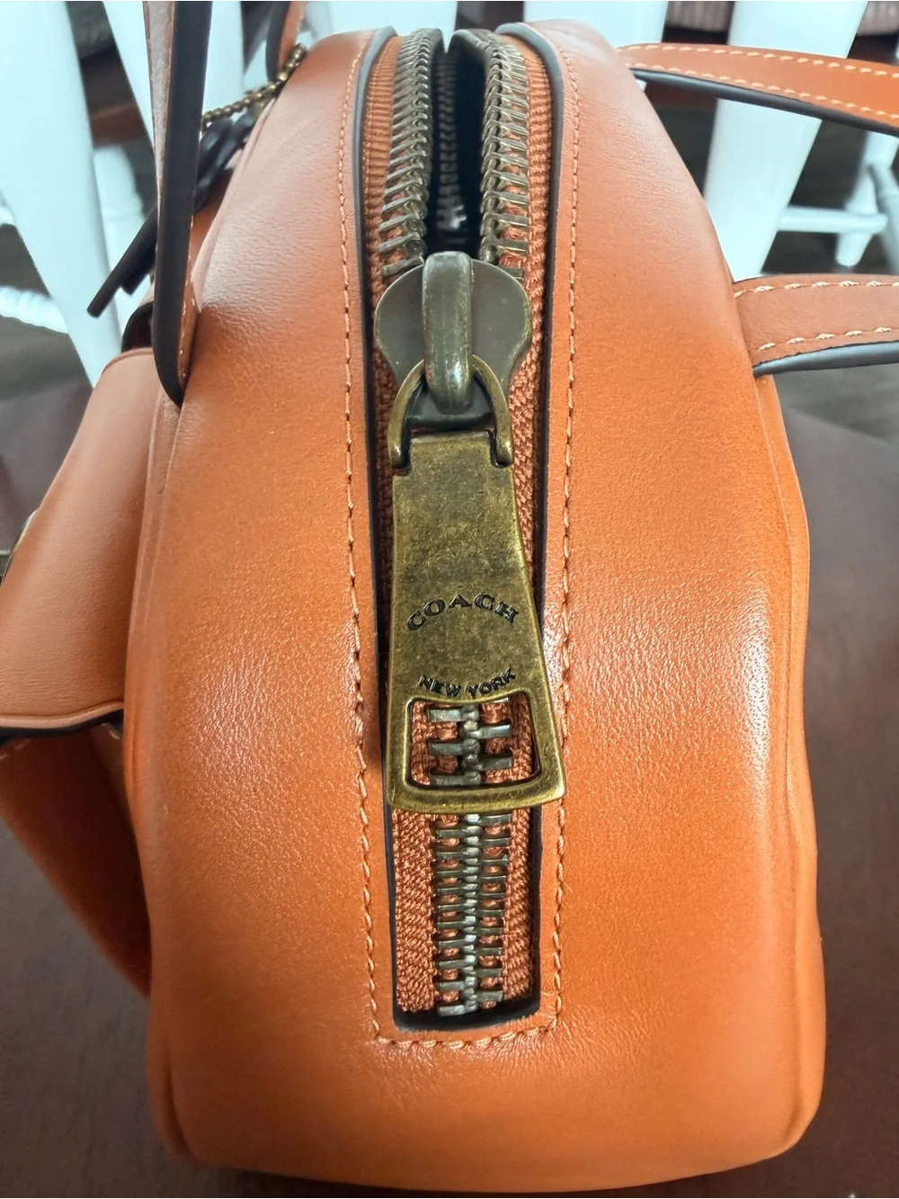 Coach Twin Turnlock 20 Satchel in Toffee with Brass Hardware - NWOT